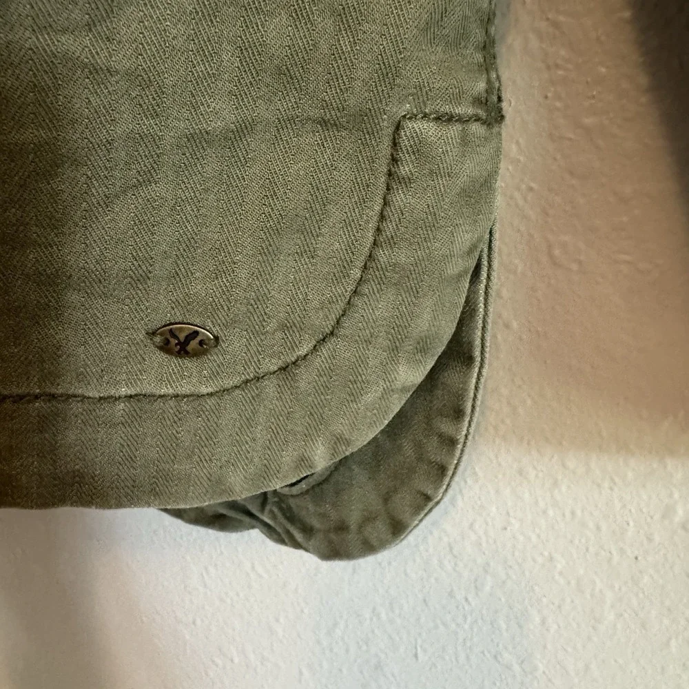 American Eagle  Military Utility Jacket Herringbone Hooded‎ Patch XS Gorpcore